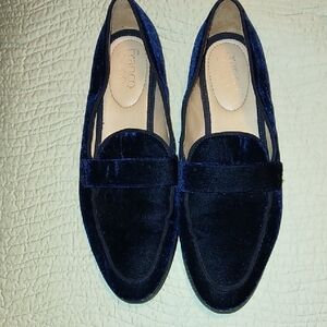 Women's Franco Sarto Navy Velour Slip On Flats